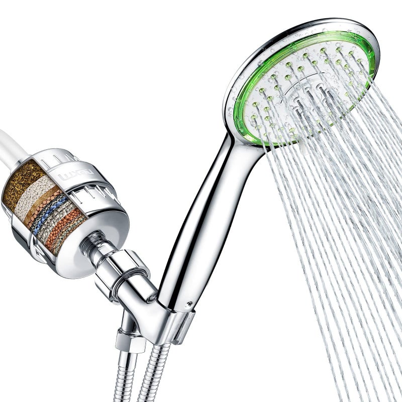 Luxau Filtered Shower Head Combo, Includes 79" Hose, 20 Stage Shower Filter Head, High Pressure Handheld Spray Showerhead, Shower Arm Mount Holder, for Hard Well Water Chlorine, Chrome (S10) - Image 1